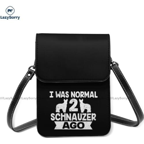 Schnauzer Shoulder Bag Outdoor Leather Mobile Phone Bag Female Gifts Reusable Bags