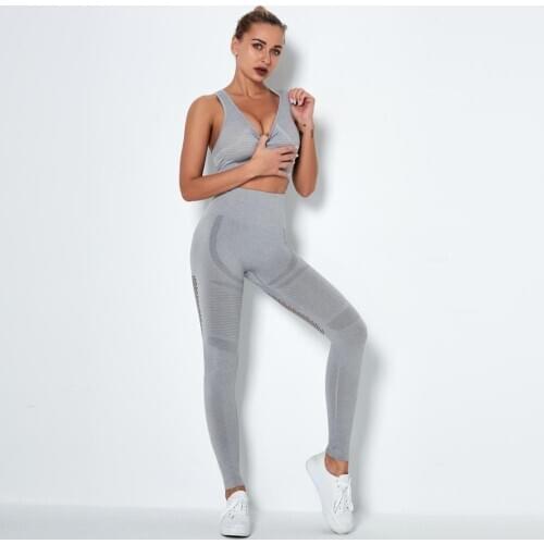 Sport Bras+Gym Leggings Sets Women Sweat Suit Work Out Clothing Fitness Crop Top High Waist Pants Tracksuit Seamless Yoga Set