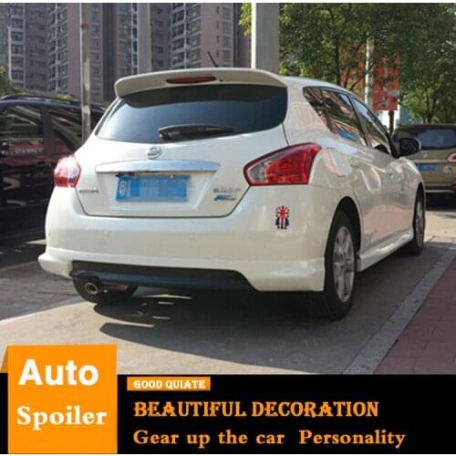 For Nissan Tiida Spoiler Versa Hatchback 2011-2016ABS Material Car Rear Wing Primer Color Trunk Rear Spoiler Car decoration 2014