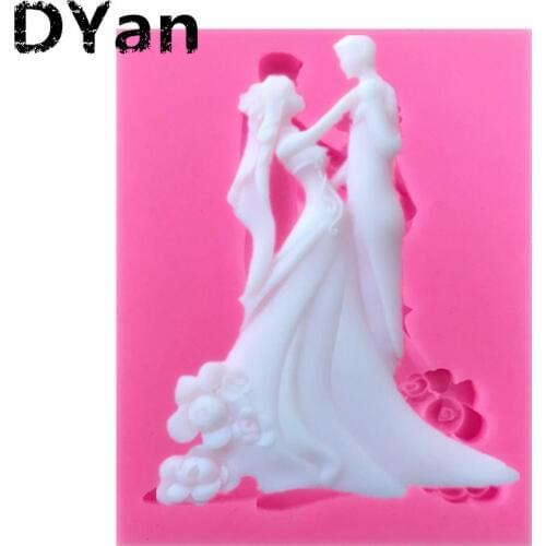 Bride&Groom Fondant Cake Silicone Mold Chocolate Candy Molds Cookies Pastry Biscuits Mould DIY Cake Decoration Baking Tool A1483