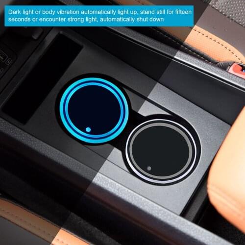 LED Cup Holder Lights Car Coasters with 7 Colors Changing Light USB Charging Car Rear Windshield Decorative Light