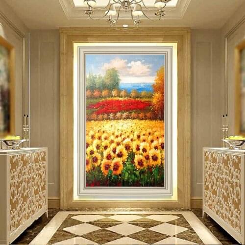 Van Gogh Sunflower Painting Pastoral Households Continental Hotel Entrance Decorative Painting Large Murals Paintings Paved With