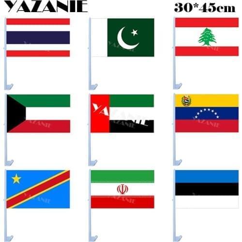 YAZANIE 30*45cm Thailand Pakistan Lebanon Kuwait United Arab Emirates Venezuela Democratic Republic Congo Iran Estonia Car Flags