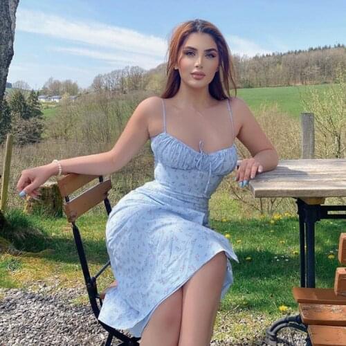 Summer Women Sleeveless Floral Dress Casual Vintage Lace Up Dress Female Elegant Long Midi Party Beach Sexy Dresses Vestidos