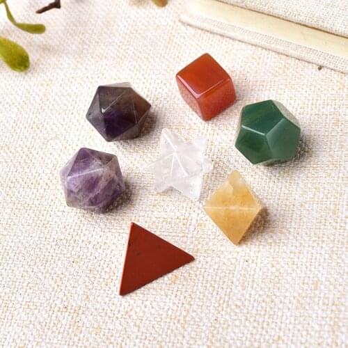 1Set Seven Chakras Natural Stone Yoga Divination Meditation Amulet Ornaments Polyhedron Energy Healing Crystal Home Decor