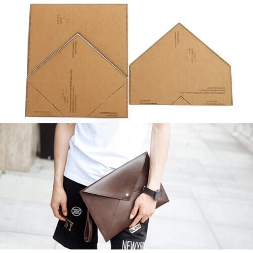 1Set DIY Kraft Paper Template New Casual Fashion Mens Clutch Wallet Leather Craft Pattern DIY Stencil Sewing Pattern 31cm*23cm