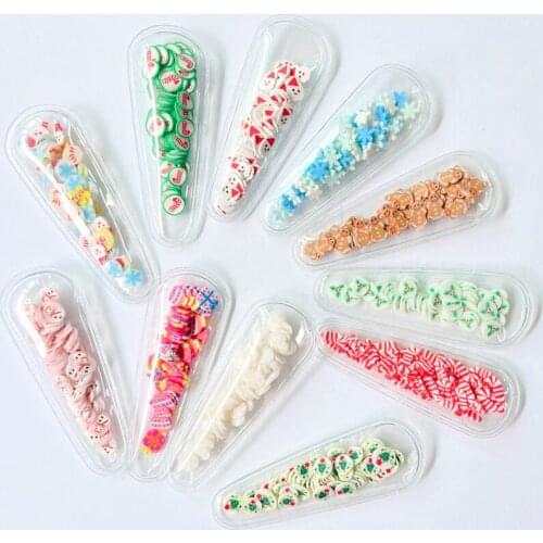 12Pcs 60*22mm PVC Filling Shakes Clay Christmas Festival Applique for DIY Christmas Headwear Hair Clips Accessories Decor C0