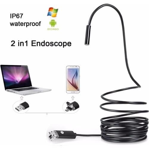 1m 2m USB Endoscope Camera 7mm Lens Semi Rigid Tube Endoscope Borescope Video Inspection IP67 Waterproof for Android PC