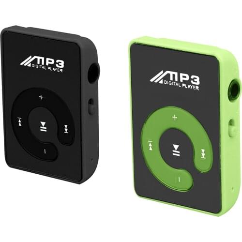 2 Pcs Mini Mirror Clip USB Digital Mp3 Music Player Support 8GB SD TF Card, Black & Green