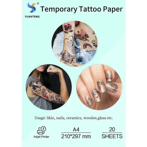 20sets/lot) Custom A4 Skin Temporary Tattoo Transfer Sheet Inkjet Printing Paper for Adult Children DIY Body Art Dropshipping