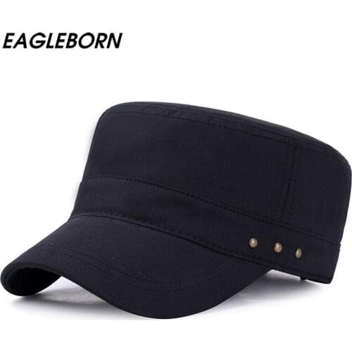 2020 New Military Hats for Men Military Cap Black Green Army Men Visor Fashion Hats Sailor High Quality Cotton Navy Flat Cap