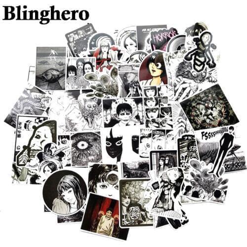 CA907 56pcs Junji Ito Horror Movies Pvc Stickers For scrapbooking car Luggage Skateboard Phone Laptop Wall Guitar Stickers