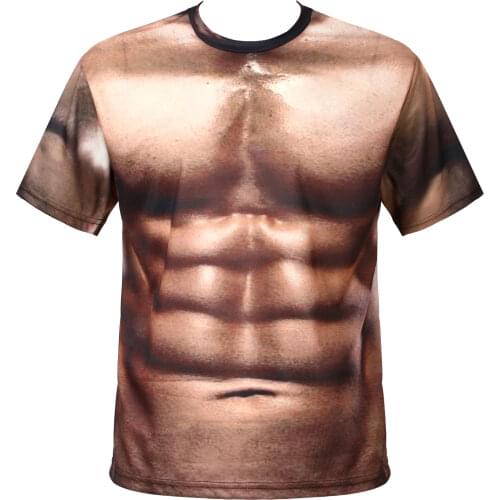 3D Muscle Printed T-shirt Men Tops Summer Fashion Slim Casual Round Neck Short Sleeve Funny Pattern Shirt Tee Birthday Gift New