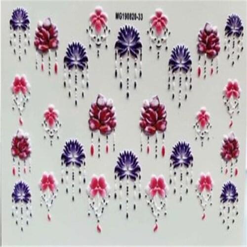 6d diy Cubic Nail Decals Non-trace Engraved Girl Icecream & butterfly Empaistic Nail Stickers