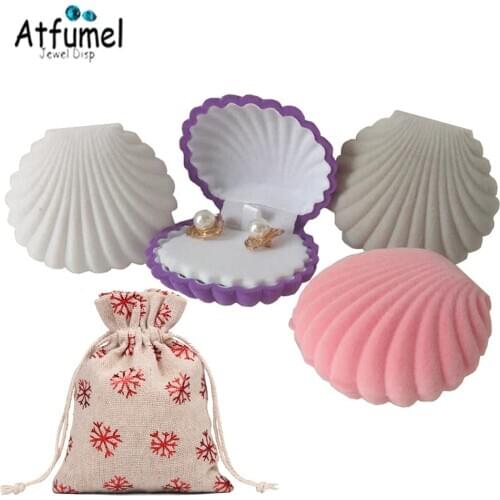 Velvet Earring Holder Engagement Wedding Stud Pendant Jewelry Organizer Gift Box Christmas Present Packaging Case Drawstring Bag