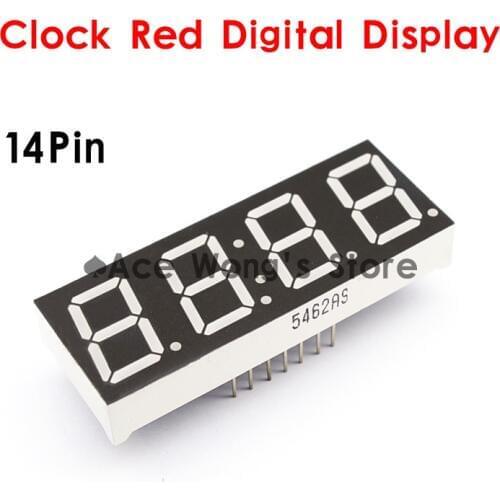 Free shipping (5Pcs/lot) 0.56" inch 4 Digits 7 Seven Segment 14 Pin Clock Red LED Numeric Digital Display,Common Anode