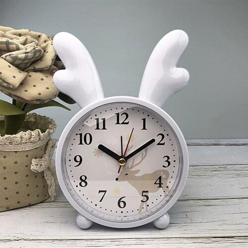 Alarm Clock Analog Non Ticking, Silent Bedside Clocks Battery Powered for Living Room, Bedroom, Cute Table Clock for Kids