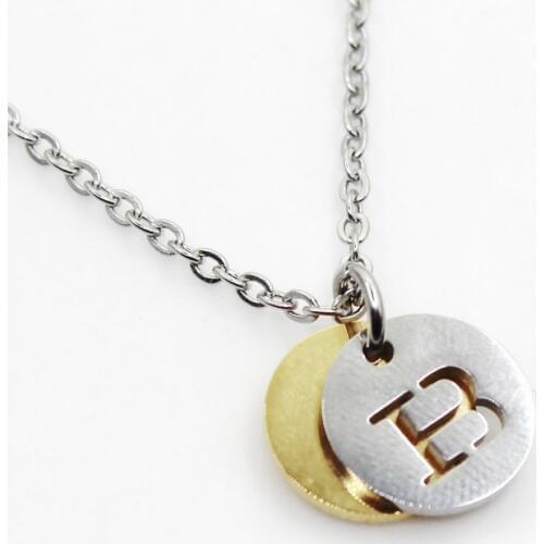 Stainless Steel Alphabet B 1pcs Initial Necklace Pendant Women Men Jewelry Stainless Steel Round Coin Letter Necklace Jewelry