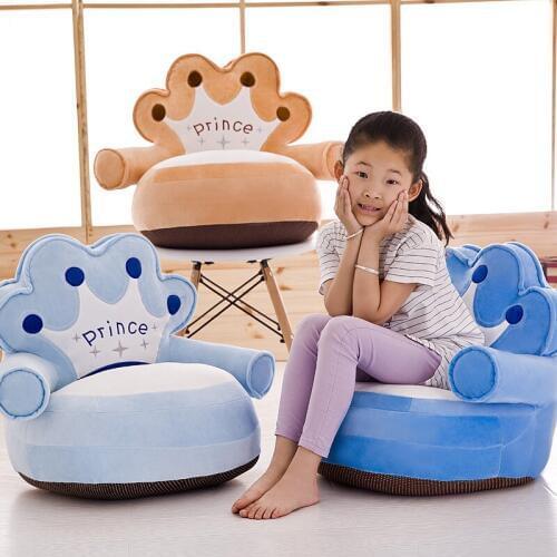 Children Soft Plush Seats Cover Cartoon Imperial Crown Sofa Cover Animals Bear Kids Chair Without PP Cotton Filling Only Cover