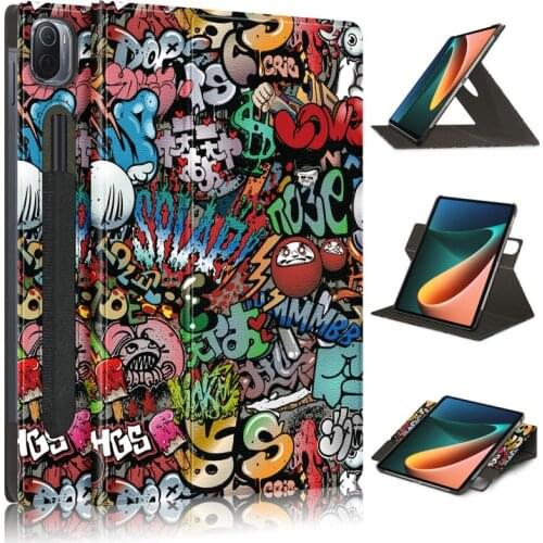 For Xiaomi Mi Pad 5 Pro PU Leather Stand Case 360 Rotation Ultra Thin Foldable Smart Cover for MiPad 5 Pro Tablet Pencil Holder