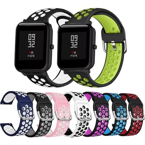 Correas pulsera de recambio para Xiaomi Amazfit BiP Amazfit GTS silicona flexible de colores impermeable y suave cierre de metal