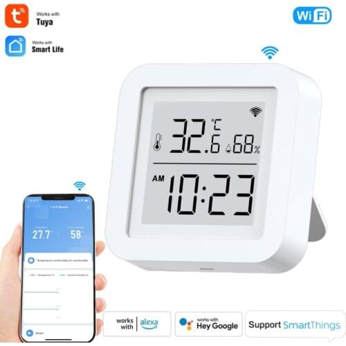 Tuya Smart Life WiFi Temperature And Humidity Sensor Indoor Hygrometer Thermometer With LCD Display Support Alexa Google Home