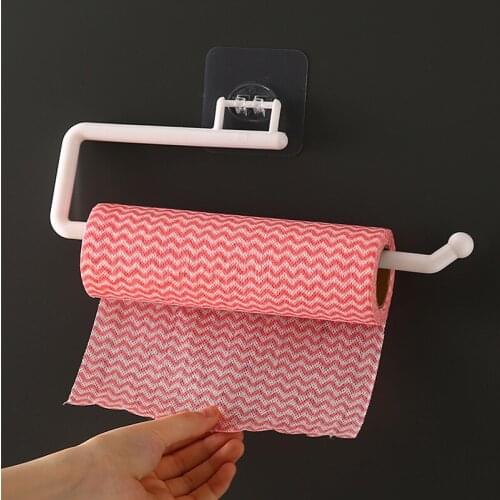 Ashowner Perforation-Free Kitchen Toilet Paper Holder Special Paper Towel Rack Cling Film Storage Rack Toilet Paper Rag Holder