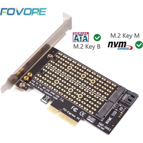 Dual M2 NVME M.2 M Key SATA B key SSD to PCIe PCI-e Converter Adapter Card For 2230 2242 2260 2280 Support PCI Express X4 X8 X16