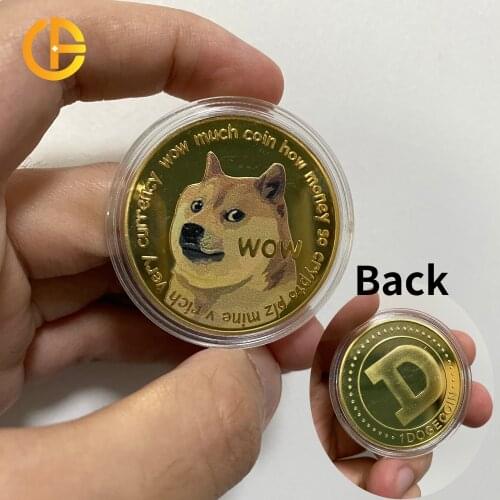 FLC Dogecoin Beautiful WOW Gold Plated Dogecoin Commemorative Coins Cute Dog Pattern Dog Souvenir Collection Gifts