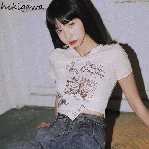 HIKIGAWA Women's T-shirts With Inscriptions