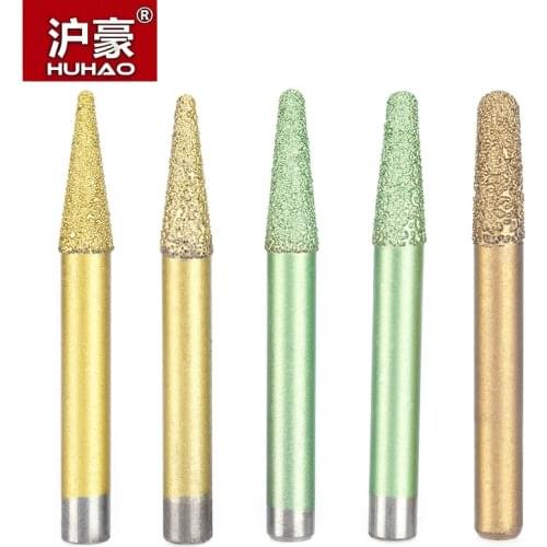 HUHAO 1PC Diamond Engraving Machine Router Bits Metallurgical Fused Stone Carving Cutter Tools Embossed Lettering Granite