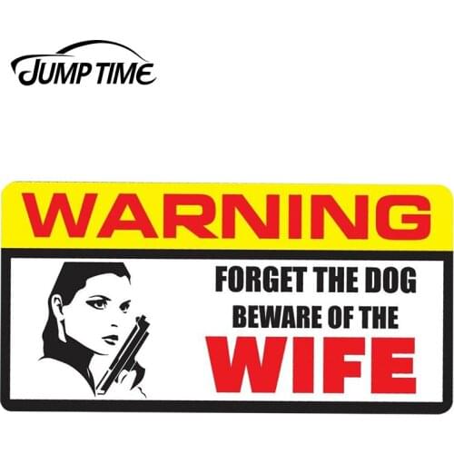 JumpTime 13cm x 6.7cm For BEWARE WIFE Vinyl Decal Car Bumper Window Decor Funny Car Sticker Waterproof Car Styling Accessories
