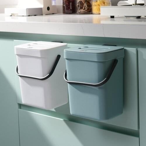 Multifunction Hanging Trash Can for Kitchen Nordic Wall Mounted Bathroom Trash Bin Wastebasket Toilet Bucket with Cover Ashcan