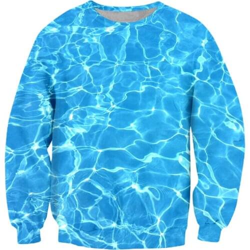 LCFA Men Hoodies Cool Print Water Blue 3D Harem Hombre Full Length Long Shirts Big Size 4XL O Neck Oversize Custom Wholesale