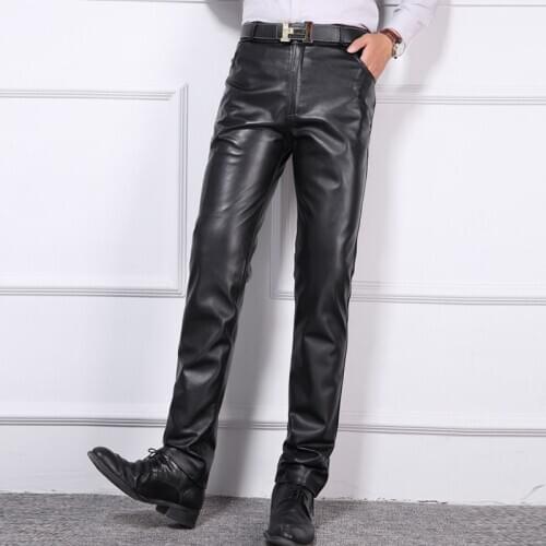 Sheepskin Pants OverSize Men Autumn Winter Fashion Elastic Waistline Genuine Tight-fitting Pants Mens Warm Thick Pants 29#~40