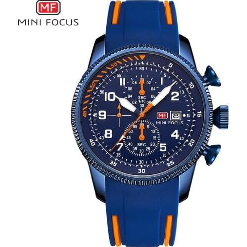 MINI FOCUS Multi Function Military Men Chronograph Male Top Brand Quartz Sports Silicone Wristwatches Relogio Masculino New 2021