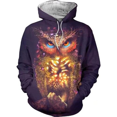 New beautiful owl 3D full sweater with cappuccino printed mens sportswear casual autumn winter fashion jacket
