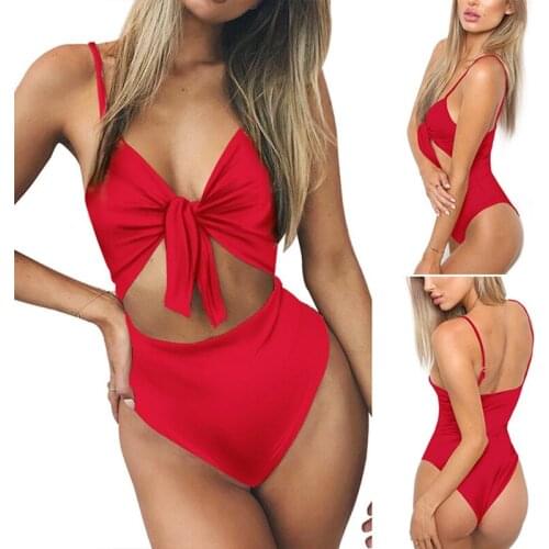 Sexy One Piece Swimsuit Swimwear Women Chest Bandage Bathing Suit Beach Wear Shoulder Strap One Piece Bikini