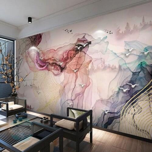 Custom Photo Wallpaper Chinese Style Ink Landscape Pine Forest Fog Line 3D Wall Mural Living Room TV Sofa Background Wall Decor