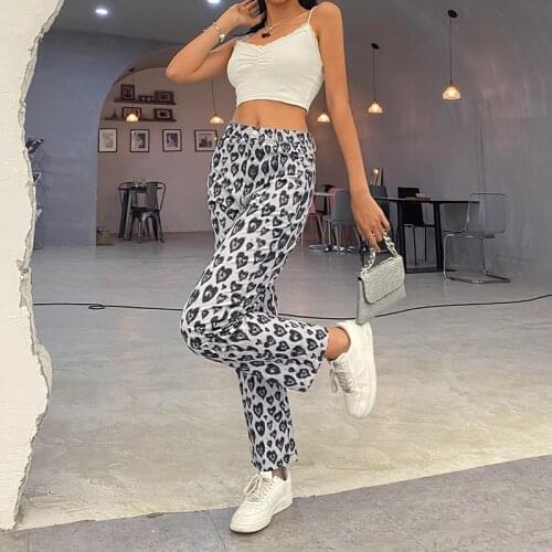 YICIYA Heart Print Casual High Waisted Pants Capris Elegant Y2K Skinny Long Trousers Ladies Streetwear Fashion Joggers 2021