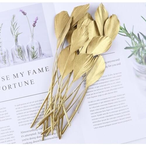 Sliver&gold Goose Feather Trimmed Goose Plumes for DIY jewelry handwork accessories Decoration crafts feather 10pcs/lot