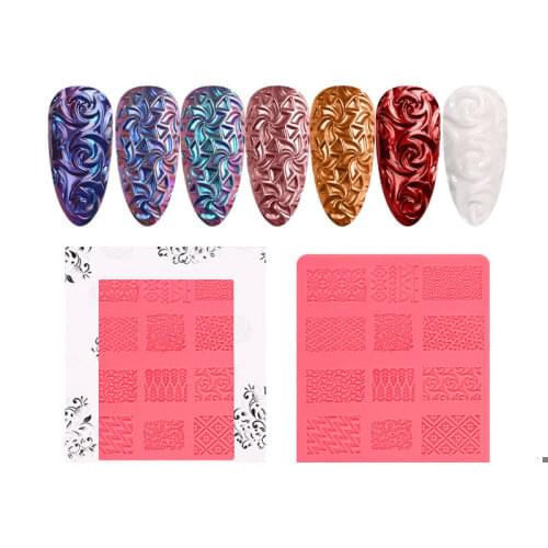 Nail Art Silicone Printing Template Nail Mold Powder Chrome Pigment Dust Environment-Friendly 3D Relief Decorating Manicure Tool