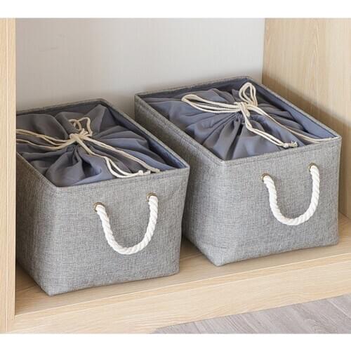 Folding Storage Basket Foldable Linen Storage Box Bins Drawstring Organizer Clothes Laundry Closet Toys Organize Holder
