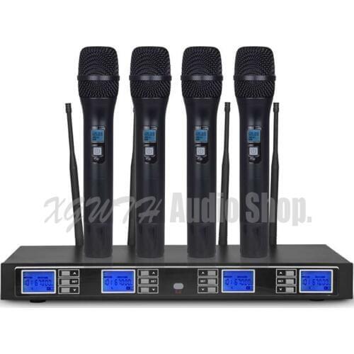 UHF Wireless Microphone System Professional Microphone 4 Dynamic Handheld Mic Karaoke for Bodypack Home Family Party