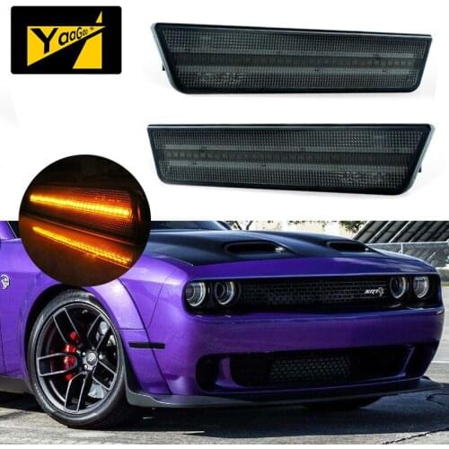 YaaGoo Smoke Lens Front Amber LED Side Marker Light Lamp For Dodge Challenger 2008-2014