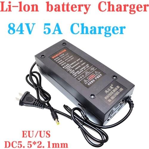 84V 5A Lithium Battery Charger for 20S 72V Lithium Ion Battery Charger for Electric Bicycle and Motorcycle AC110-220V US/EU Plug