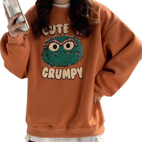 New Casual Girly Style Female Clothes Autumn Winter O-neck Women Weatshirt Cartoon Print Harajuku Kawaii Hairy Ball Pullover