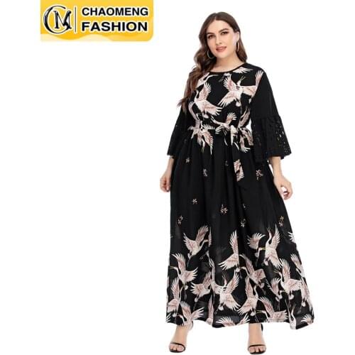 New Fashion Print Design Plus Size High Quality Womens Casual Dress America Europe Africa Femme Robe Clothing Elegant Vestidos