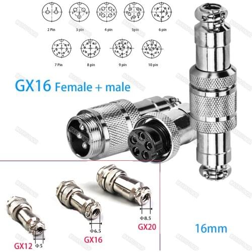 1set GX16 2/3/4/5/6/7/8/9/10 Pin Male & Female 16mm butting aviation docking Circular Socket Plug Wire XLR connector for cable