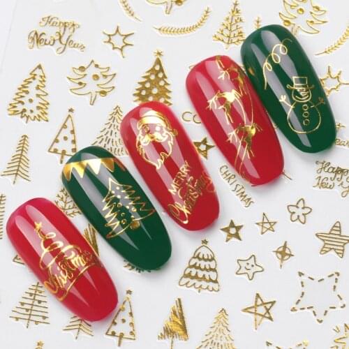 1 Sheet stickers for christmas nails decals snowflakes envelopes christmas snowman decorations for winter nails manicure tools